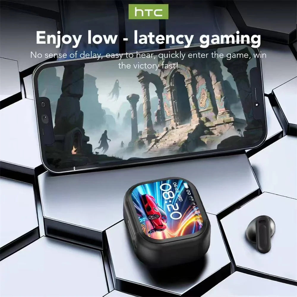 HTC NE20 TWS Bluetooth V6.0 Wireless Earphones AI Translator Earbuds Touch Screen Sport Stereo HD Voice Headphone Long-Last Life